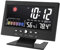 Weather Station Indoor Outdoor Thermometer, LED Color Display Digital Weather Thermometer with Atomic Clock, Forecast Clock Multifunctional Temperature Humidity Alarm Clock Black