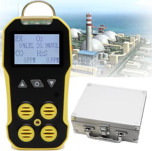 ylpddmm Détecteur de 4 gaz Portable, H2S, O2, CO, EX,Recharge USB,Grand écran numérique,Analyseur de Testeur de Gaz pour Ville Camping Car Maison Cuisine MobileGarage