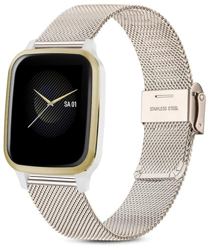 Issinlky Metallarmband för Garmin Venu Sq/Sq 2/Venu 2 Plus/Vivoactive 3/5/Venu/Vivomove HR/Forerunner 55 245 645, 20 mm Rostfritt Stålband