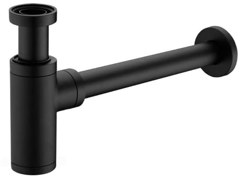 Ieron Bottle Trap Universal for Bathroom Sink Washbasin, Hidden Cleaning Opening Odor Trap Adjustable P-Trap G1 1/4 x 32mm,Antique Brass Drain Pipe,Matte Black 10cm
