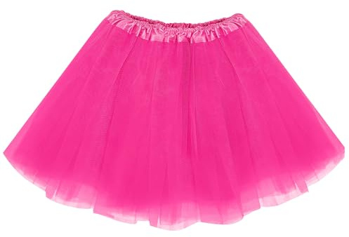 Gonna da donna, mini gonna elasticizzata, mini skater, tutù, gonna da balletto, per adulti, in tulle, per feste, costumi, danza (marciume di rose)