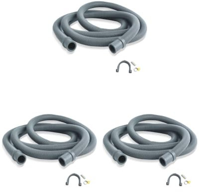3 Set Washing Machine Drain Hose Double Ends Thick Wall Corrugated Design Flexible Extension Kits Movable Hook Hanger 4m/Accessories