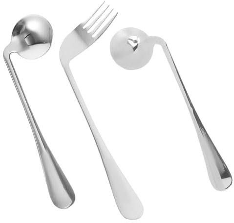 Cuillère Coudée Auto-alimentée 1 Set en Acier Inoxydable Argenté