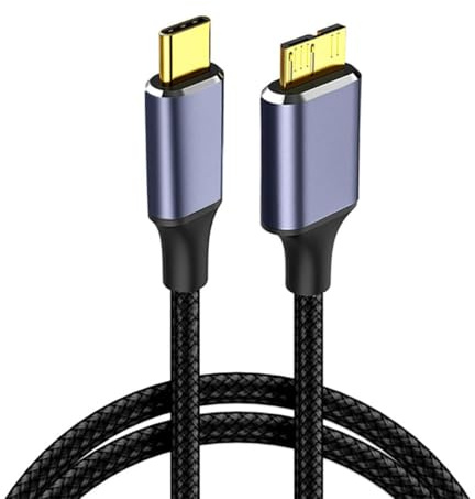 USB C to Micro B Cable, 0.25m USB 3.0 to Type C Cable, Nylon Braided External Hard Drive Cord Compatible with Seagate, WD, Toshiba, Westgate External Hard Drives, Samsung Galaxy S5 Camera
