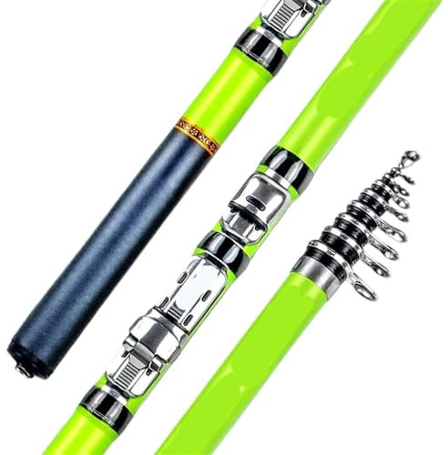 EKalgretrA Stipprute Spinnrute Rock Fishing Carbon Mini Teleskop tragbar 1,5/1,8/2,1/2,4/2,7/3,0 m Teleskopangel(Green,2.1Meter)