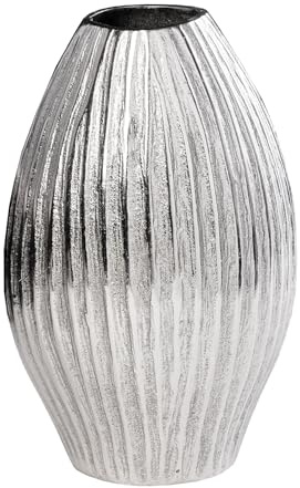 Deko Vase Elegance 20cm - Silber - Metall-Aluminium-Legierung Hammerschlag | Montiert, vielseitig einsetzbar, strukturierte Oberfläche, für Trocken- & Kunstblumen, nicht wasserdicht, stilvoll