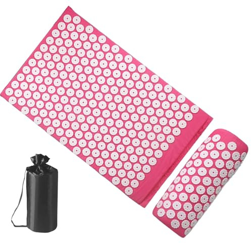Tapete de acupresión- Tapete de masaje ligero de acupresión | Tapete de | acupuntura portátil para espalda | Juego de alfombrillas de acupresión y almohadas para mujeres, hombres, adultos, hogar,