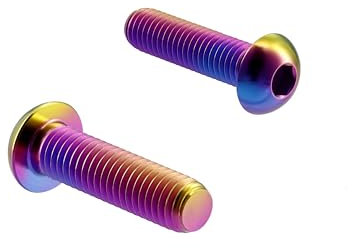 RISON-Titanium 2 Stück Titan Linsenkopfschrauben mit Innensechskant M5x10/12/15/20/25/30mm, Titan Rundkopfschrauben ISO 7380 für Auto, Fahrrad & Motorrad Tuning