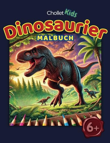 Dinosaurier Malbuch für Kinder: 40 detailreiche Urzeit-Motive im Großformat zum Ausmalen
