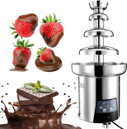 JYHUHGRG Fuente de Chocolate, Cascada de Fondue de Chocolate de Acero Inoxidable con Control de Temperatura, Olla para derretir Salsas, Queso, Salsa de Barbacoa, Fruta, 4 Niveles
