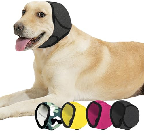 BAMY Swimming Waterproof Dog Ear Caps, Calming Large Dog Ears Cover, Pet Shower Muffs for Ear Protection for Bath for Grooming (Gray, S (Head Circumference 10-15)) | Dog Ear Caps, Large Dog Bath Ear Covers for Grooming, Swim Cap for Dogs Noise Protection, No Flap Ear Wraps for Small Dogs