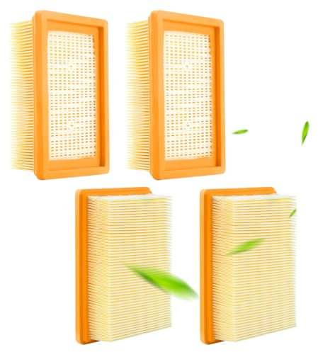 4 Piezas Filtro Aspiradora para Karcher Kit, para Karcher WD4/WD5/WD6/MV4/MV5/MV6 Filtro de Pliegues Plano, para Contra Polvo Fino, Olores