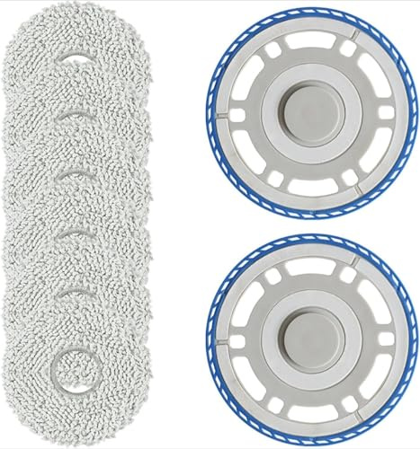 StarRing 8-teiliges Ersatz-Mopp-Pad- und Wischtuch-Set für Ecovacs für T30 für Omni Roboter-Staubsauger-Zubehör, 2 x Wischmopp-Halterung + 6 x Lappen