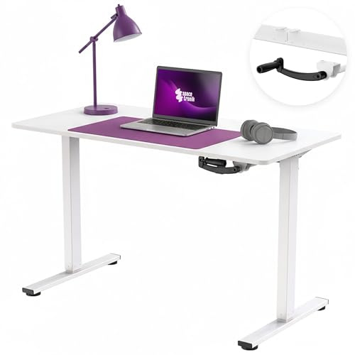 Spacetronik Höhenverstellbarer Schreibtisch Manuell mit Kurbel, Ergonomischer Steh-Sitz Computertisch, Robuster Stahlrahmen, 72–109,5 cm, 40 kg Tragkraft, 120x60 cm