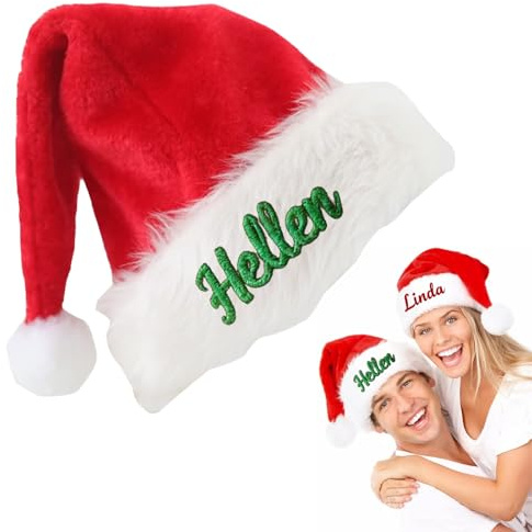 Generisch Personalisierbare Weihnachtsmütze – Weihnachtsmütze mit Namen Personalisiert für Kinder Erwachsene