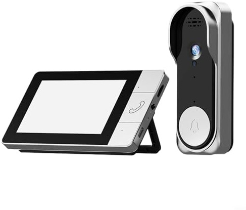 EffiFish Wireless Doorbell Camera,1080P HD With Two-Way Audio, 130° Wide Angle And for Night Vision, IP65 Waterproof For Home Security (No WiFi Required), Silv