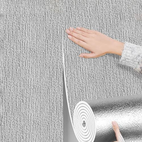 Générique Papier Peint Isolant Thermique pour Murs Intérieurs, Mousse de 5 Mm, Autocollant, Imperméable, Résistant À L'humidité et Offrant Une Isolation Thermique,Gris,L5m W50cm