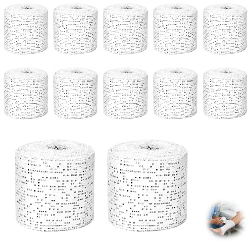 PONGH Gipsbinden Set, 12 Rollen Gibsbindenden Zum Bastel, 5cm x 2,7m Babybauch Gipsabdruck Set Gipsbinde Rolle, Gipsbinden zum Basteln Baby Bauch Modellbau Kunst