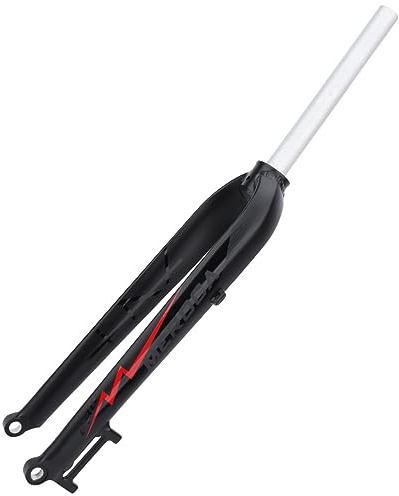 Forcella rigida per mountain bike da 26/27,5/29 pollici, forcella anteriore con freno a disco senza filettatura da 1-1/8, attacco QR, tubo dritto da 9 mm, MTB, 900 g (colore: nero + rosso 100 mm, mi