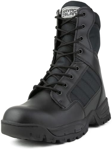 Savage Island Taktisk sida dragkedja Army Patrol Combat Boots, Svart, 40.5 EU