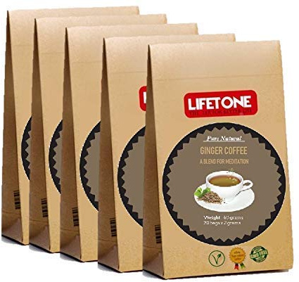 Café au cardamome de coriandre au gingembre LIFETONE | Café de yoga | Mélange de grains de café avec cardamome, coriandre, gingembre, clou de girofle, poivre et cannelle | 100 Sachets 200g