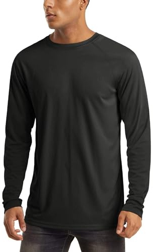 MAGCOMSEN Men's Long Sleeve Shirts UPF 50+ UV Sun Protection Athletic Shirts for Hiking, Running, Workout, Rash Guard Black X-Large