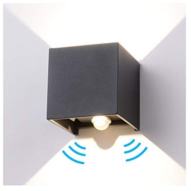Elitlife 12W LED Wandleuchte Wandlampe mit Bewegungsmelder Einstellbar Abstrahlwinkel Wasserdichte IP65 Wandbeleuchtung Aluminium Wandleuchte LED Innen& Außen Neutralweiß-Anthrazit
