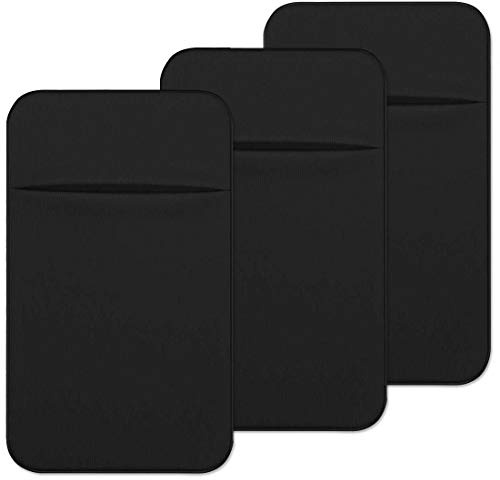 ACKLLR 3 Pack Cell Phone Card Holder with Adhesive Sticker for Back of Phone, Stretchy Fabric Card Sleeves ID Credit Card Pocket Stick On Wallet for Android Smartphones