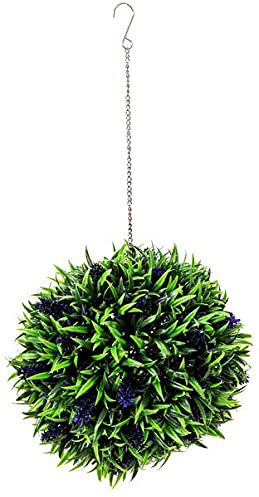 Metro Garden 40cm Lavender Topiary Ball, Artificial Outdoor Plants Hanging Topiary, Green