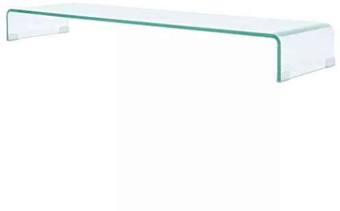 Tidyard Mobile TV Stand in Vetro Temperato, 1 Ripiano, Moderno, Su Pavimento, Soggiorno