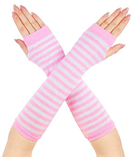 Lange Armwärmer Gestreift Fingerlose Handschuhe für Frauen