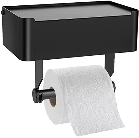 WYJRO Toilettenpapierhalter Mit Feuchttücherbox,Toilettenpapierhalter Ohne Bohren mit Ablage Klopapierhalter 304 Edelstahl Papierhalter WC Rollenhalter Wandmontage