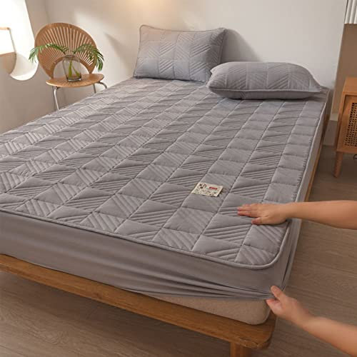 Coprimaterasso Antiacaro, Premium Copri Materasso Matrimoniale Elastico, Spugna Anallergico Antiacaro E Antibatterico Topper per Divano Letto, Custodia Materasso Matrimoniale ,Grigio,100*200+30cm