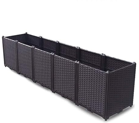YSUEFIJO Blumenbeet fur Balkon, Blumenkasten Balkon mit Wasserspeicher, Pflanzkasten Hoch Innen, Pflanzbeete Garten, Hochbeet Schmal Und Lang, Perfekt für Garten/Terrasse/Balkon