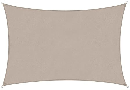 TurtleLife Toldo rectangular de 4 x 4 m, lona impermeable con ojales, poliéster PES, protección solar, impermeable, para jardín, balcón, exterior, caqui