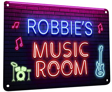Personalised Music Room Sign - A4 metal Studio musicians room sign