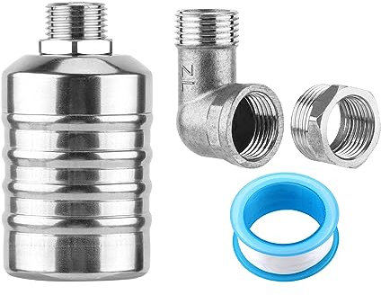 Float Valve, 1/2 3/4 Stainless Steel Water Level Control Float Valve Automatic Water Level Controller Mini Float Valve for Water Tank Pool Pond