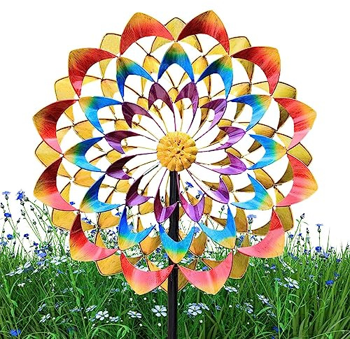 TROONZ Moulin à Vent Rotatif | Moulin à Vent Rotatif,Vent en métal, décoration Jardin, éolienne cinétique pour Jardin extérieur, Patio, Cour