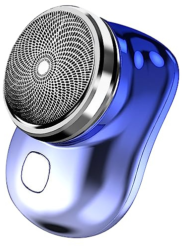 Mini afeitadora eléctrica para hombre, recargable por USB, mini afeitadora eléctrica portátil para el hogar y viajes, afeitadora húmeda y seca, regalo para hombres (azul)