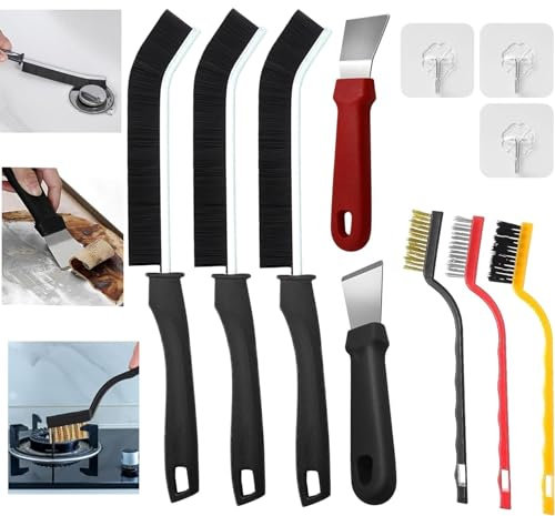 11 Piezas Cepillo para Limpiar - Cepillo Limpieza Hogar, Cepillo Cerdas Duras, Multifuncional Cepillo para Limpiar Juntas para Baño, Cocina, Inodoro, Ventanas