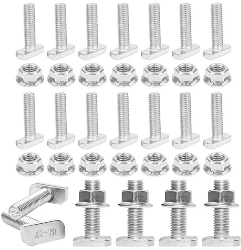 15 Stück Hammerkopfschrauben m8x20 Edelstahl A2-70, Flanschmuttern M8 Schrauben, Ankerschienenschrauben Gewächshaus Schrauben Zubehör Rankhilfe Photovoltaik Solar