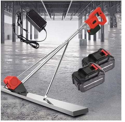 Quixnova Outil de Finition de béton alimenté par Batterie, Lame de 6 000 TR/Min de 1,5 m, règle de grattoir électrique à Structure Fixe Triangulaire pour Le Traitement du béton
