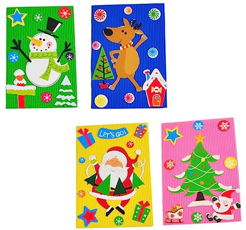 EXCEART 4 Weihnachtskarte weihnachtswunschkarten selbstgemachte Karten kinder bastelset basteln für kinder DIY-Kits Karten für Kinder Grußkarten-Kits Zubehör für DIY-Karten