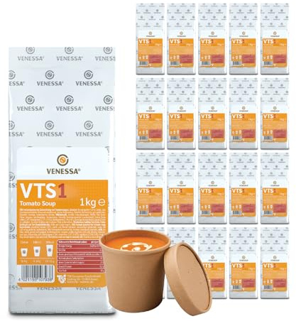VENESSA VTS 1 Tomatencremesuppe 20 x 1kg - Vorteilspack - Cremige Mediterrane Tomatensuppe Raffiniert abgerundet mit Gewürzen für Automaten - Automatensuppe - für Gastronomie