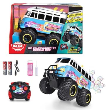 Dickie Toys - RC Volkswagen T1 Bubble Bus (30 cm) - ferngesteuertes Auto ab 6 Jahre mit Seifenblasen - Remote Control Car für Kinder, 6 km/h, 2,4 GHz Fernbedienung, inkl. Batterien & Akku