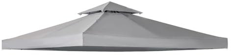 2 Tier Gazebo Replacement Top Cover Large Size 3X3 m Garden UV Resistant Waterproof Canopy Sunshade Heavy Duty 400D Double Tiered Pavilion Roof Protection for Garden Outdoor Yard Patio