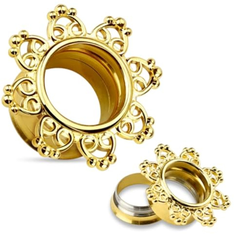 Taffstyle Flesh Tunnel Ohr Ear Plug Ohrpiercing Piercing Vintage Tribal Herzen Mandala Sonne