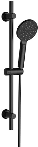 Görbach Colonne de Douche en Acier inoxydable avec Douchette à Main 3 Jets, Ensemble Barre de douche et Support de Pommeau de Douche et Tuyau pour Salle de Bain, 70 cm Noir
