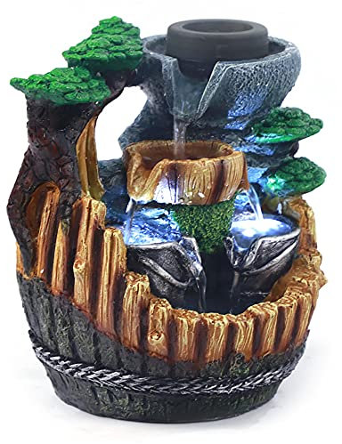 BJTDLLX Zimmerbrunnen Wasserfall mit LED Beleuchtung Gartenbrunnen Zimmerbrunnen Outdoor Springbrunnen Klein Brunnen Wasserfall Dekoration, Kein Zerstäubungseffekt