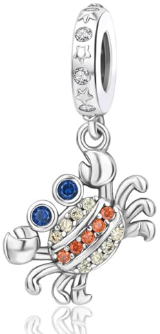 Simphman Summer Ocean 925 Sterling Silver Charms Dangles Crab for Bracelets and Necklace Jewelry Gift for Women Girls Family and Friends